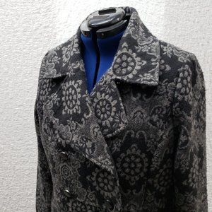 Merona Brocade Black & Grey Single Breasted Coat